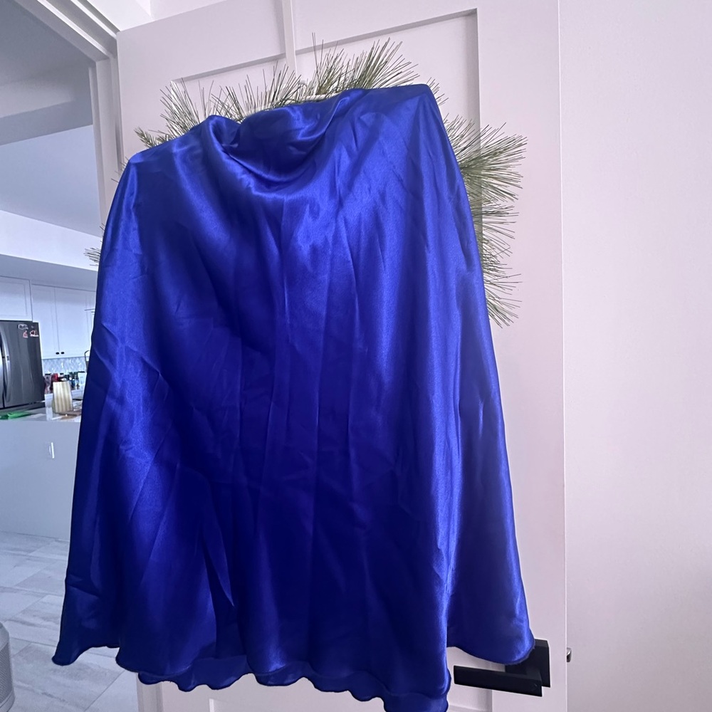 Elegant Blue Satin Skirt